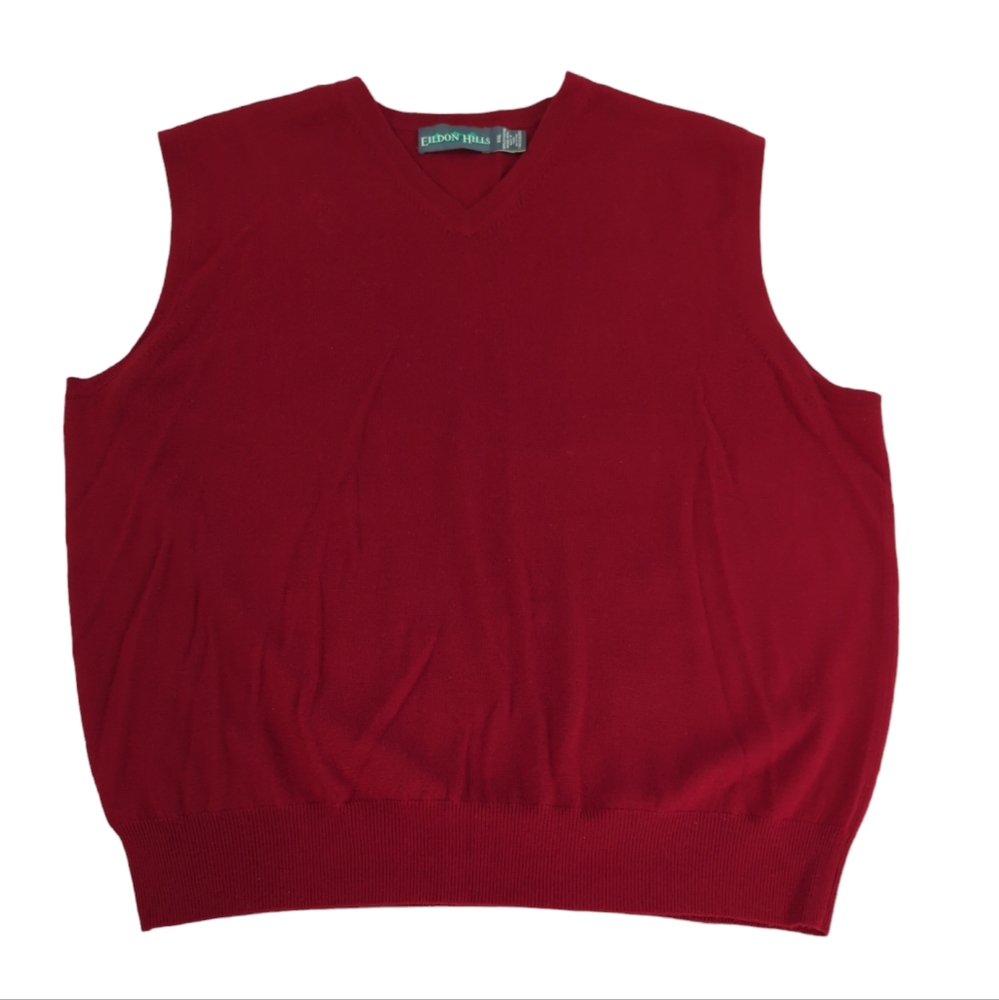 Eildon Hills 100% wool sweater vest, pull over, red, men's size XXL